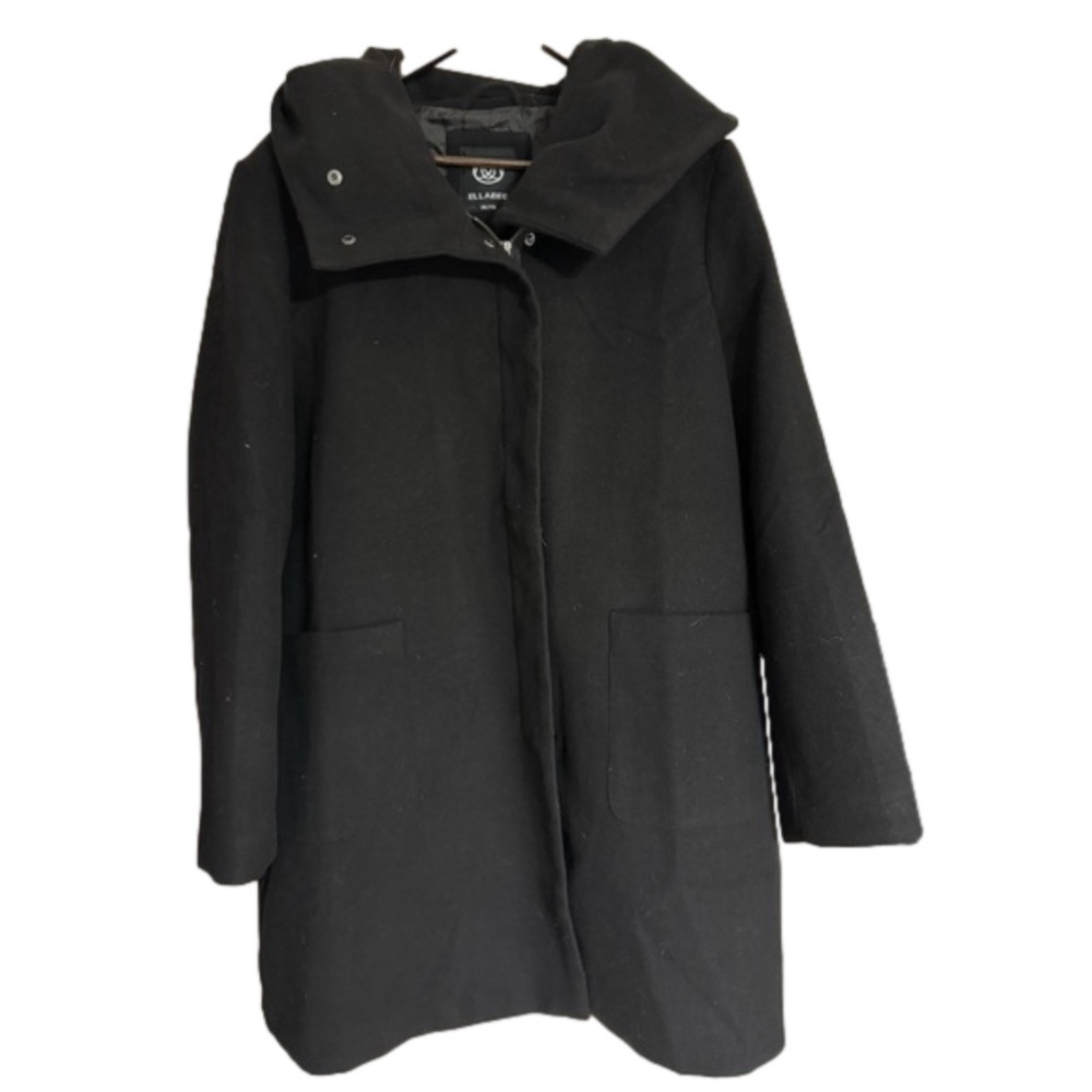 Ellabee Black Hooded Zippered Lady Woman XXL Warm Dress Coat